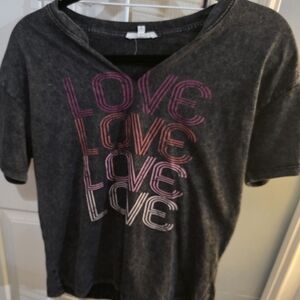 Maurices Charcoal Tee with Pink Love Print